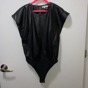 Black, Good American "Better Than Leather" bodysuit